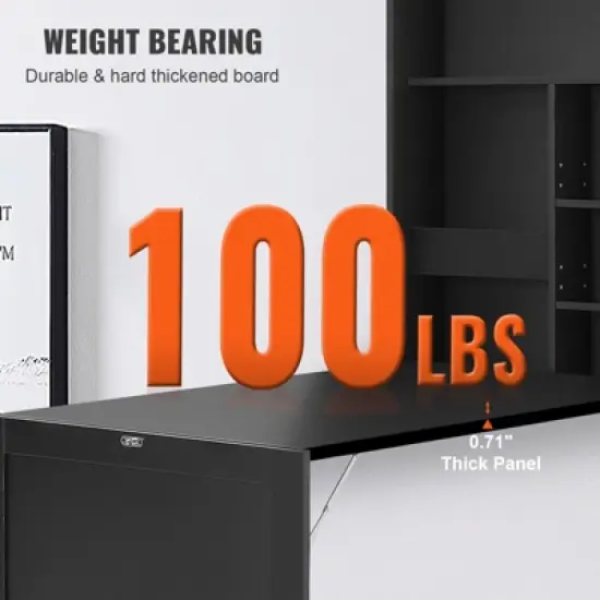 VEVOR Wall Mounted Desk, Fold out Convertible Desk, Multi-Function Folding Wall Table with Chalkboard for Home Office, Space Saving Computer Desk image {4}