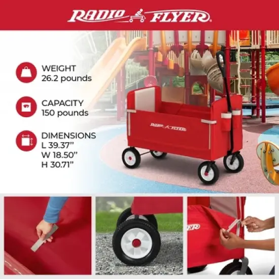 Radio Flyer All Terrain 3-in-1 Off Road EZ Fold Wagon for Kids and Cargo, Red image {2}