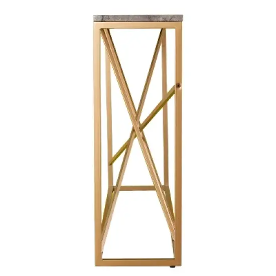 Arendale Faux Marble Skinny Console Table Gray/Gold - Aiden Lane image {1}