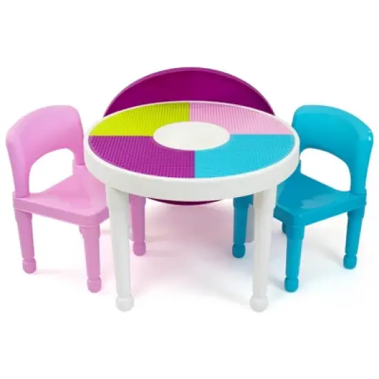 3pc Kids' 2 in 1 Round Activity Table with Chairs - Humble Crew image {8}