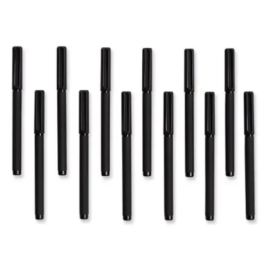 U Brands Catalina Soft Touch Porous Point Pen, Stick, Fine 0.7 mm, Black Ink, Black Barrel, Dozen image {1}