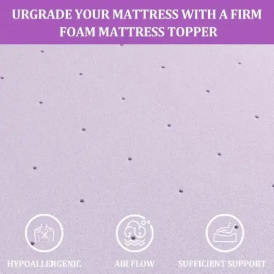 MAYEERTY 2 Inch Queen Mattress Topper - Premium Firm Memory Foam, Ventilated, Cooling Gel-Infused, High-Density for Comfort image {4}