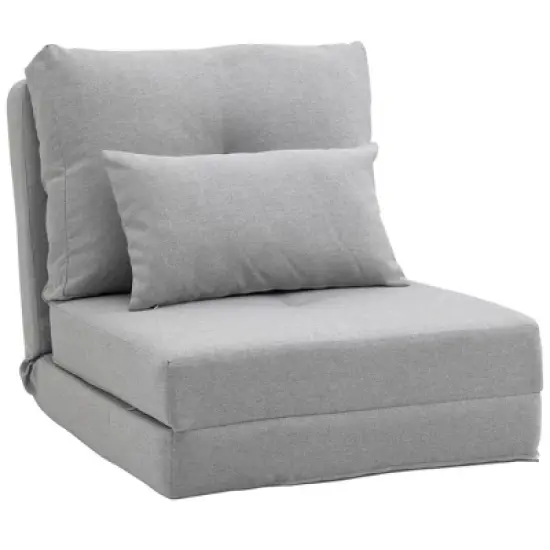 HOMCOM Convertible Flip Chair, Floor Lazy Sofa, Folding Couch Bed with Adjustable Backrest, Metal Frame and Pillows, Living Room Bedroom image {5}