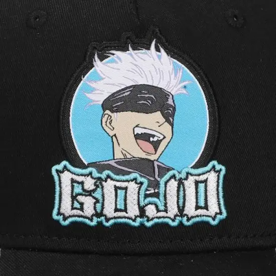 Jujutsu Kaisen Gojo Men's Black & White Baseball Cap With Light Blue Underbill image {2}