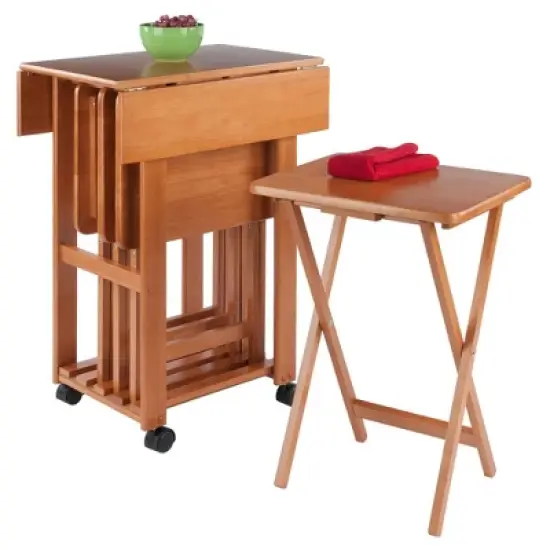 5pc Set Sophia Snack Tables Teak - Winsome image {15}
