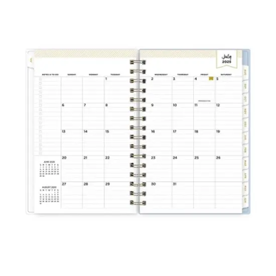 Day Designer 5"x8" 2025-2026 Daily/Monthly Wirebound Planner Printed Springtime Blue image {5}