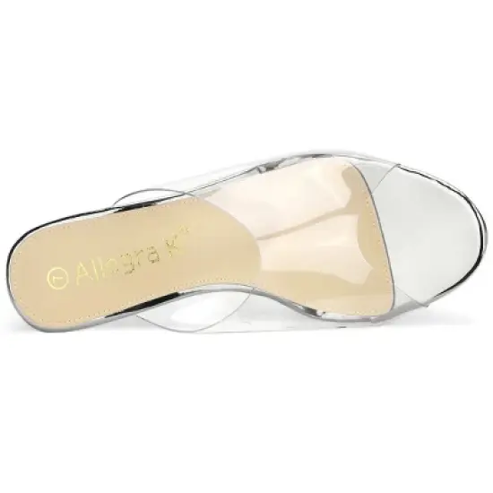 Allegra K Women's Clear Platform Block Heeled Slides Sandals image {3}
