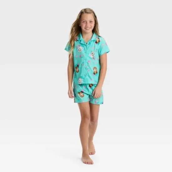 Girls' Disney Frozen 2pc Coat Pajama Set - Teal Blue image {3}