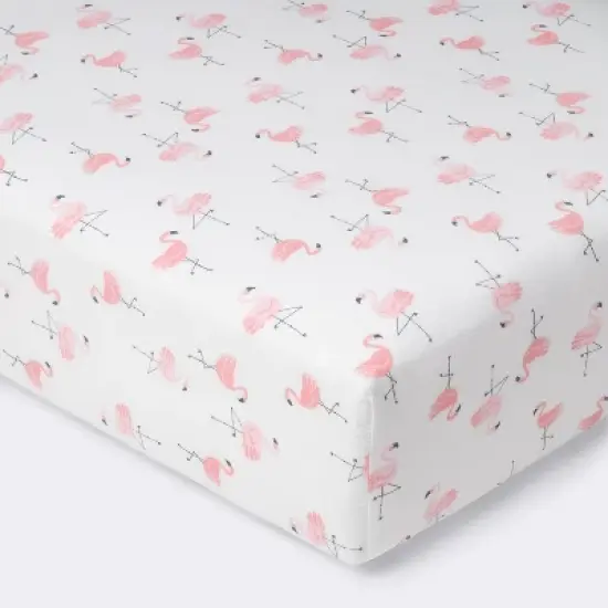 Crib Fitted Sheet Flamingos - Cloud Island&trade; - Pink/White image {4}