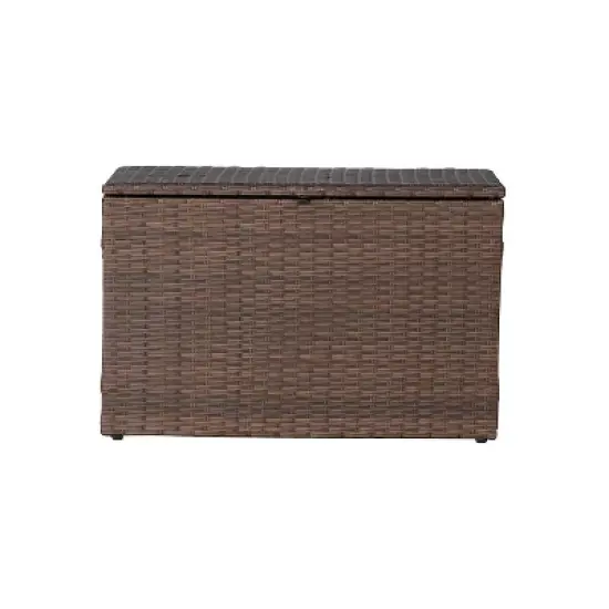happimess Nino Modern Minimalist Outdoor Faux Wicker Deck and Patio Storage Box image {2}