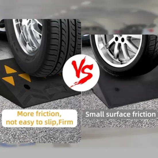 2 Pack Heavy Duty Rubber Curb Ramp - 15 Ton (33,000 lbs) Capacity Car Ramp, Durable Rubber Bridge Threshold Ramp for Loading Dock, Garage & Sidewalk image {5}