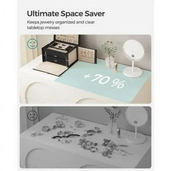 SONGMICS Jewelry Box 3 Layers, Jewelry Organizer with 2 Drawers, Jewelry Case with Portable Travel Case, Lockable, Jewelry Storage image {3}