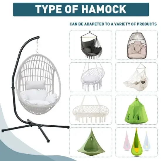 Hammock Steel C Stand -Stand for Hanging Hammock Chairs - 300 Pound Capacity, Black image {1}