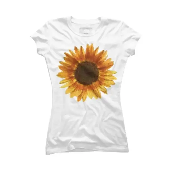 Junior's Design By Humans Sunflower By Maryedenoa T-Shirt image {4}