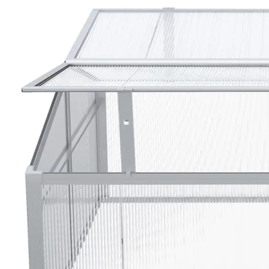 Outsunny 39" Aluminum Vented Cold Frame Mini Greenhouse Kit with Adjustable Roof, Polycarbonate Panels, & Strong Design image {4}