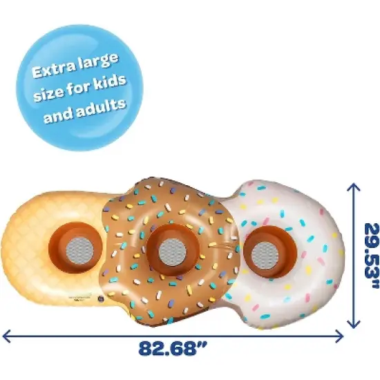 Aquamazing Ice Cream Cone Giant Inflatable XL Swimming Pool Float Tube for Kids, Adults- Huge 7 Ft Long - Mesh Sections Seats 3 People - Perfect for image {3}