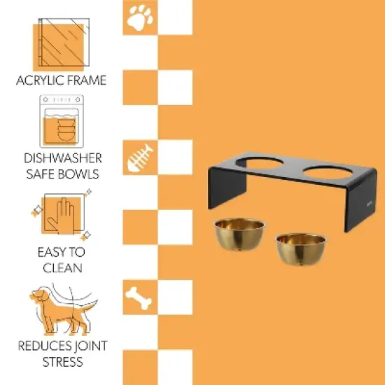 THE LICKER STORE Keaton Modern Acrylic Rectangular Elevated Pet Feeder image {2}