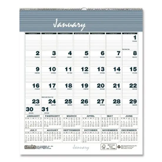 House of Doolittle Bar Harbor Recycled Wirebound Monthly Wall Calendar 12-Month January 2026 to December 2026 White image {4}