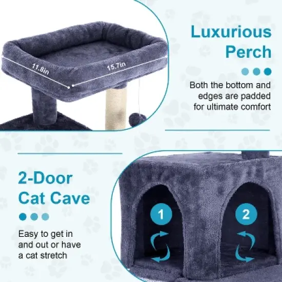 BestMassage Cat Tree 36 Inch Cat Tower Multi-Level Cat Activity Center with Spacious Condos Scratching Posts and Ramp for Indoor Cats image {3}