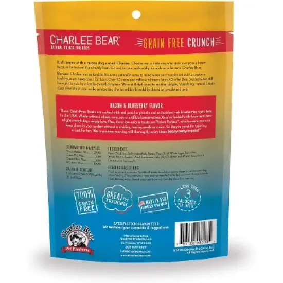 Charlee Bear Crunch Bacon & Blueberry Flavor Dog Treat and Snack (4 Pack) - 8 oz image {2}