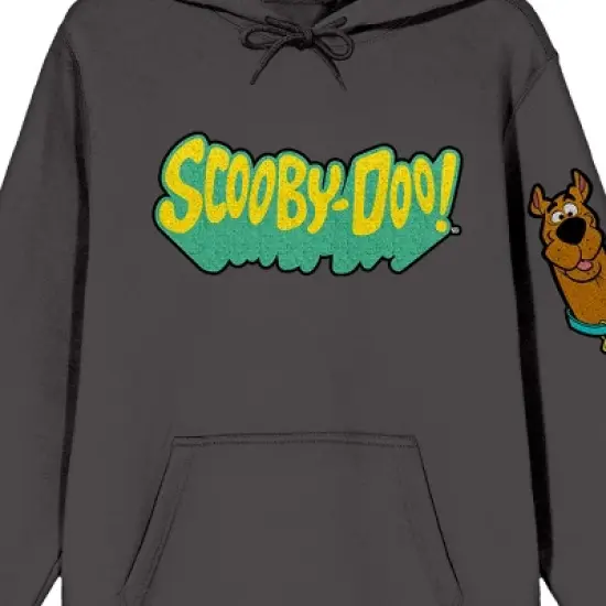 Scooby Doo Character Chenille Patch Long Sleeve Charcoal Hooded Sweatshirt image {2}