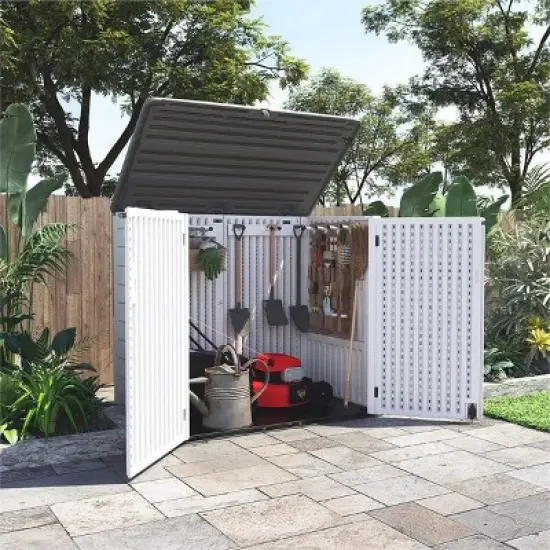 Yardgrace Weather Resistant Multi Size Outdoor Storage Shed with Adjustable Shelf Color Options image {8}