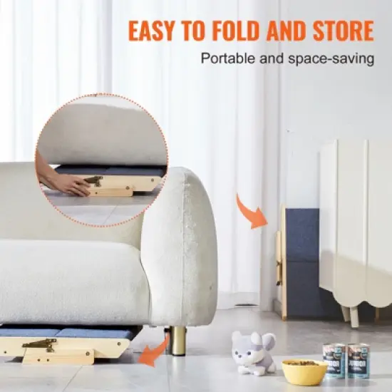 VEVOR Wooden Pet Steps, Convertible 2-in-1 Dog Stairs and Ramp for Beds, Sofas, and Vehicles, Supports Small to Large Animals up to 110 lbs image {6}