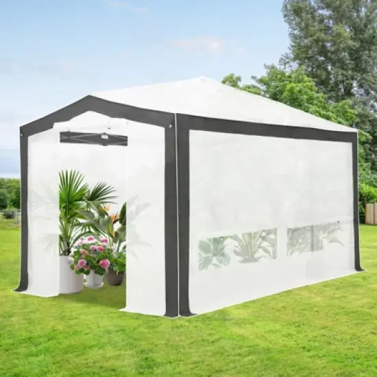 EAGLE PEAK 8x12 Portable Walk in Greenhouse , Heavy Duty Instant Pop Up Green House, Front Roll Up Zipper Entry Door and Mesh Windows image {8}