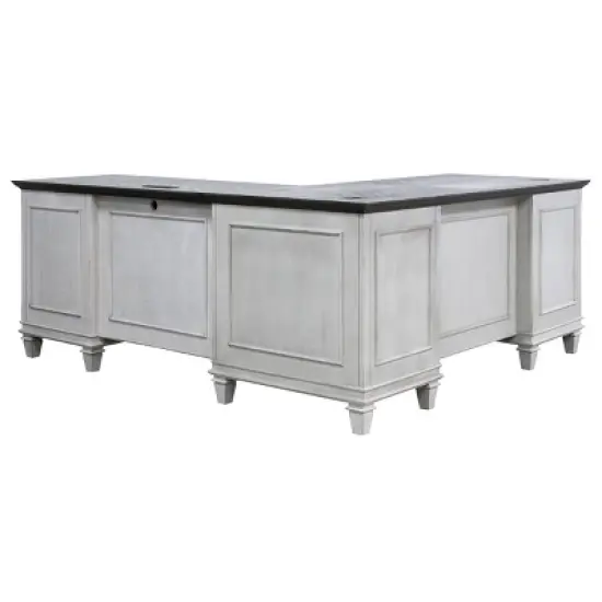 Hartford L Shaped Pedestal Desk White - Martin Furniture image {2}