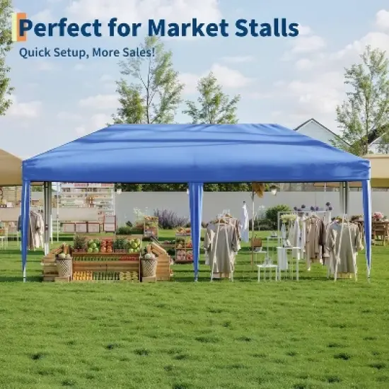 10'x20' Commercial Pop-Up Canopy Tent &ndash; Instant Setup Shelter with 2 Sidewalls, 12 Stakes & 6 Sandbags, Portable Outdoor Tent image {1}