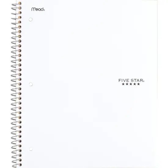 Five Star 5 Subject College Ruled Spiral Notebook (Colors May Vary): School Supplies, 3 Hole Punched, Flexible Cover, 200 Pages image {7}