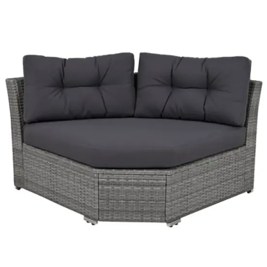 FIONECA Outdoor Patio Rattan Daybed Sectional Furniture Set with Cushions & Center Table &uml;C Grey, Perfect for Patio, Lawn, or Pool image {14}
