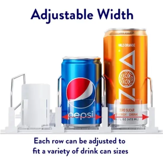 OnDisplay Drink Can Organizer for Fridge - White Automatic 15 Can Pusher Glide Dispenser image {3}