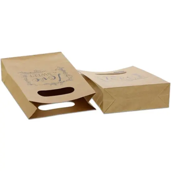 Sparkle and Bash 50 Pack Kraft Wedding Favor Bags Gift Bags with Handles, "Love is Sweet" (5.5 x 8.5 in) image {2}