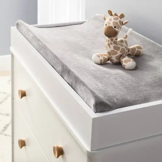 Velvet Polyester Spandex Changing Pad Cover - Dark Gray - Cloud Island&trade; image {1}