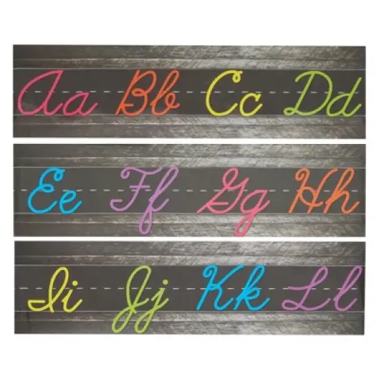 Bright Creations 9 Pack Cursive Alphabet Wall Strip, Numbers Bulletin Board Borders for Classroom, 21x6 In image {2}