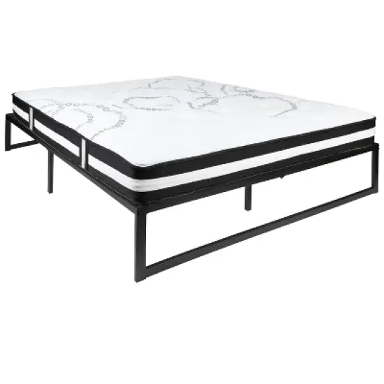 Emma and Oliver 14" Platform Bed Frame & 12" Mattress in a Box - No Box Spring Required image {13}