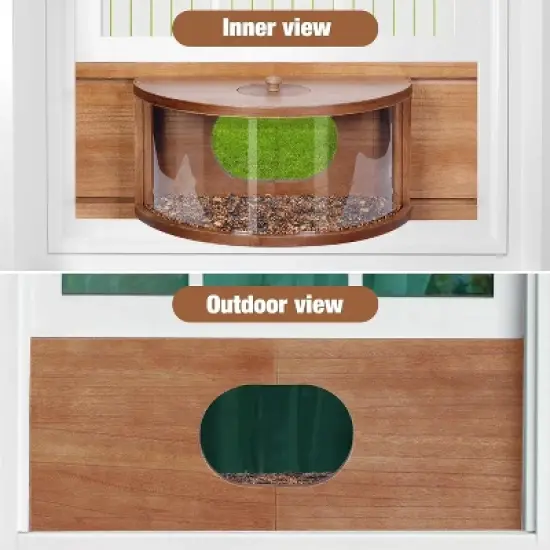 Snynuxx Window Bird Feeder Inside House with 180&deg; Clear View, Durable Wood and Safe Birder Feeder image {1}
