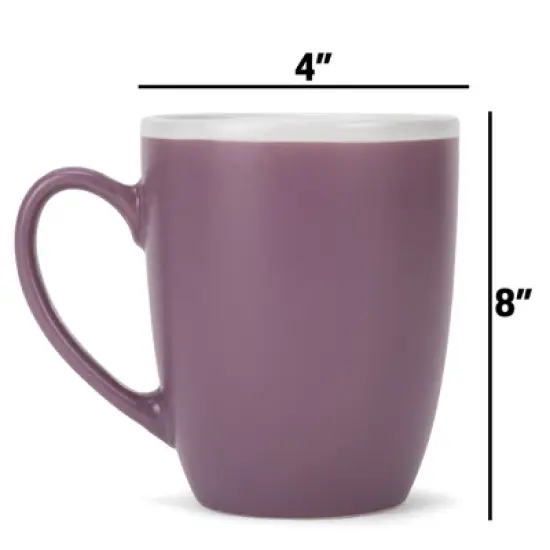 Elanze Designs Solid Color Purple White Interior 16 ounce Matte Ceramic Mugs Matching Set of 4 image {3}