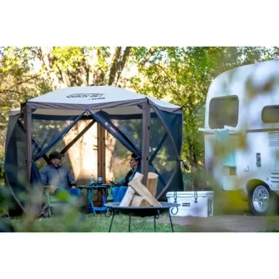 Clam PortableCanopy Shelter, Brown w/ Clam Quick Set Wind & Sun Panels (3 Pack) image {2}