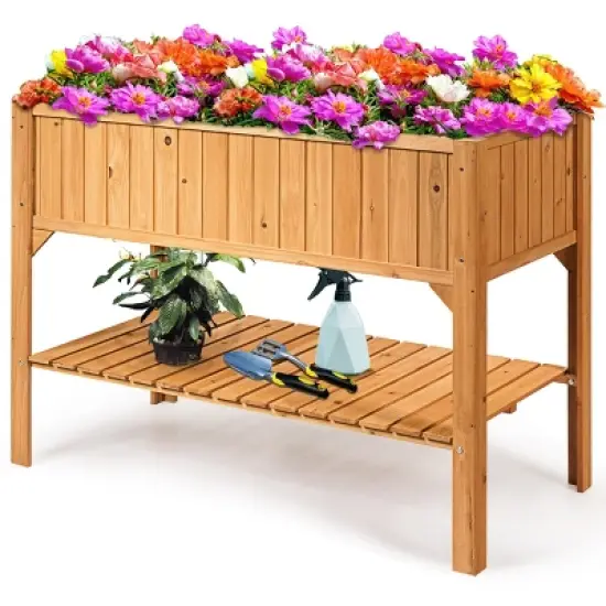 Raised Garden Bed Elevated Planter Box Shelf Standing Garden Herb Garden Wood image {9}