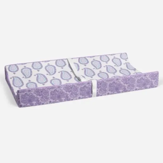 Bacati - Isabella Paisley Aqua/Lilac/Purple Paisley Changing Pad Cover image {3}