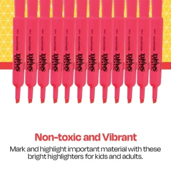 School Smart Tank Style Highlighters, Chisel Tip, Pink, Pack of 12 image {3}