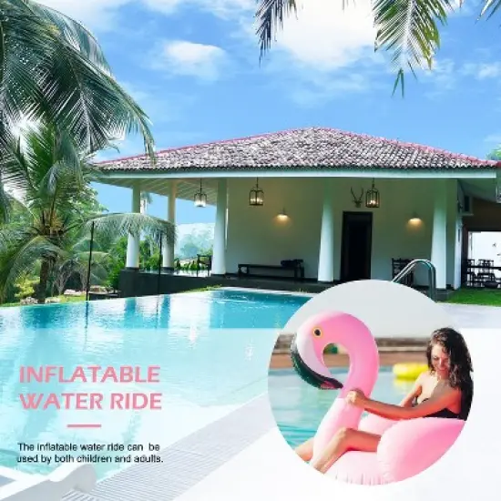 Acoinel Small pink Flamingo Party Tube Inflatable Raft,Pool Toy, Party Supply for Swimming (for Adults and Kids) image {3}