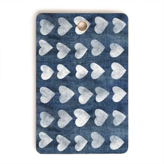 Schatzi Brown Heart Stamps Denim Cutting Board - Deny Designs image {3}