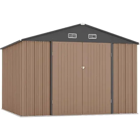 Storage Shed Outdoor with Floor Frame,Waterproof Metal Garden Sheds with Lockable Door Design and Sloping Roof,Outdoor Shed for Garden Backyard image {8}