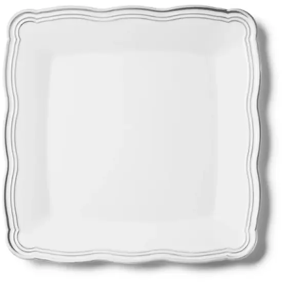 Posh Setting 12 X 12 Inch Square White and Silver Rim Plastic Serving Tray - 6 Pack image {8}