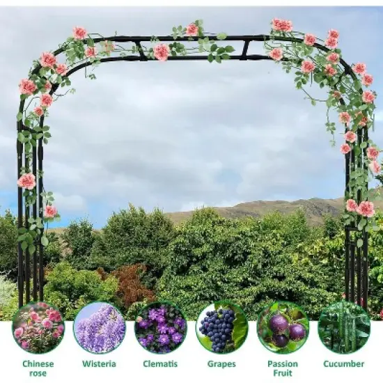 DoCred Garden Arch Trellis for Climbing Plants, 87'' H Large Garden Trellis OutdoorMetal Plant Support Trellis Archway Arbor Tunnel Trellis image {1}