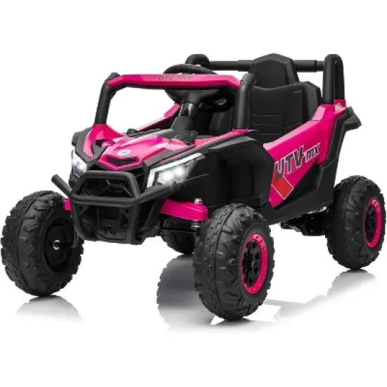 12V Kids UTV Ride-On Truck w/ Remote, 4WD/2WD Switch, Spring Suspension, EVA Tires, Bluetooth & LED Lights for Ages 3-8 image {11}
