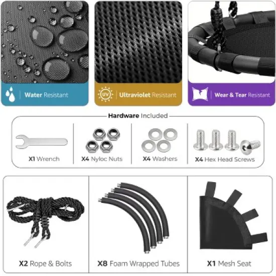 Sorbus Round Saucer Tree Swing - Sturdy, Durable & Easy to Assemble image {4}